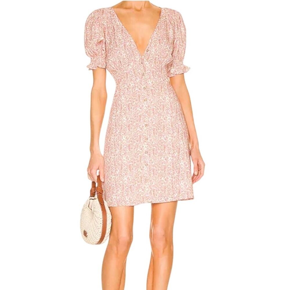 Cottagecore BB Dakota Charmed Life Romantic Coral Ditsy Floral Mini Dress L